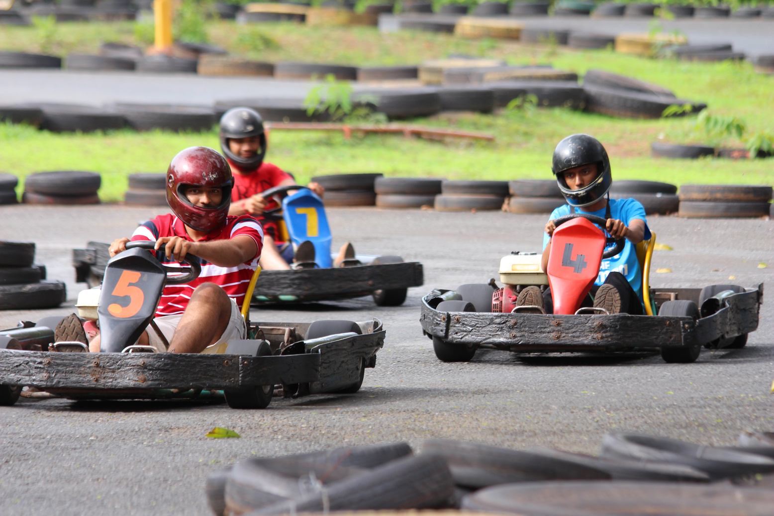 Friends Riding Go Karts