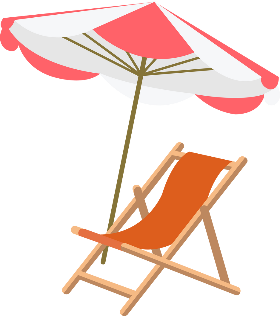 Beach Chair and Umbrella Illustration